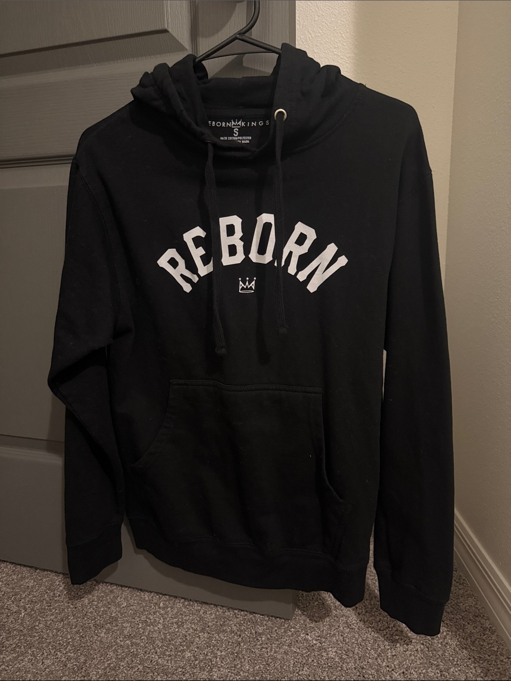 Reborn Black Hoodie with White Logo